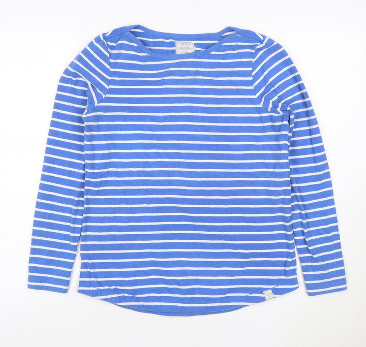 Fat Face Women Blue Striped Long Sleeve Cotton Top Size 10
