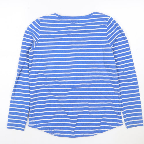 Fat Face Women Blue Striped Long Sleeve Cotton Top Size 10