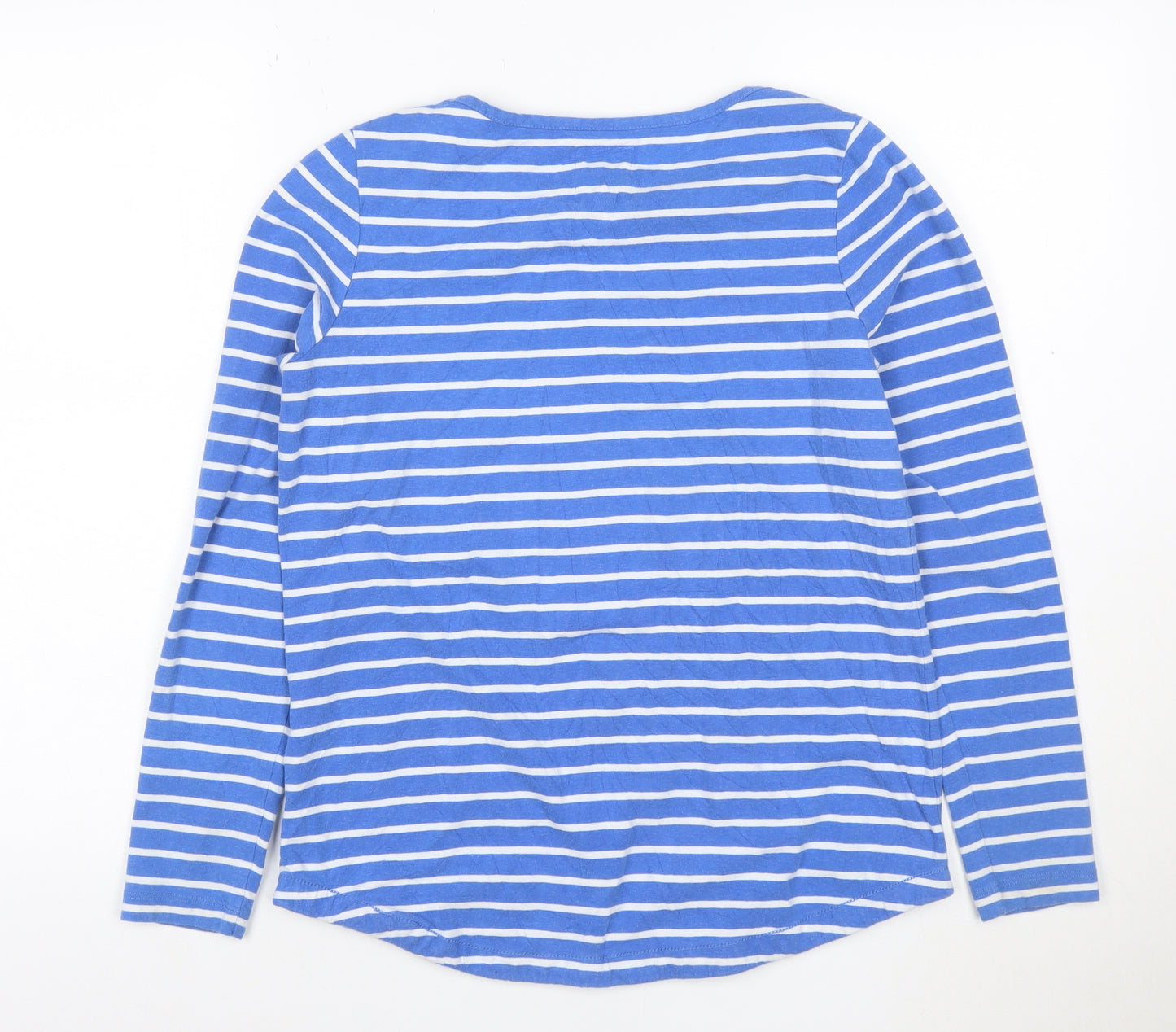 Fat Face Women Blue Striped Long Sleeve Cotton Top Size 10