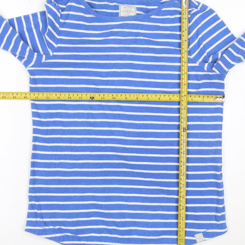 Fat Face Women Blue Striped Long Sleeve Cotton Top Size 10
