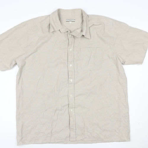 New Roads Collection Men's Beige 2XL Linen Blend Short Sleeve Button-Up Shirt