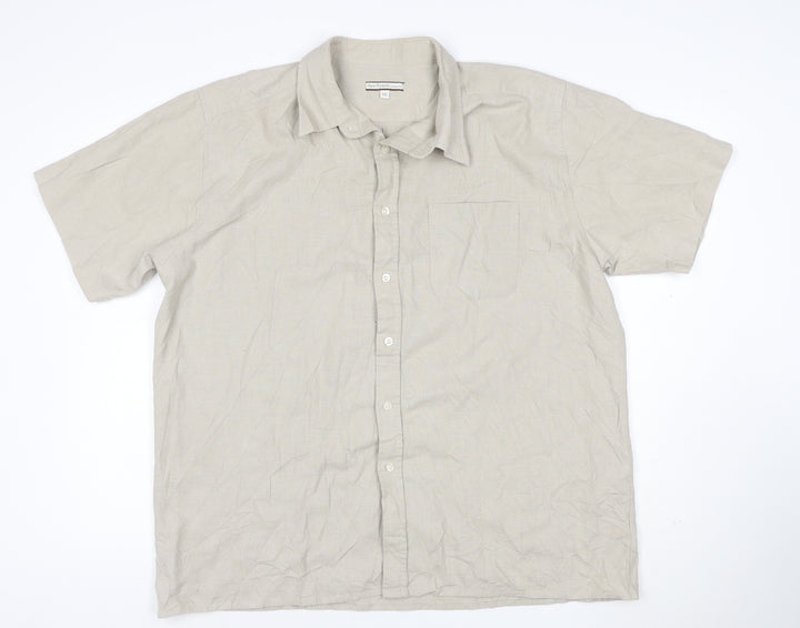 New Roads Collection Men's Beige 2XL Linen Blend Short Sleeve Button-Up Shirt