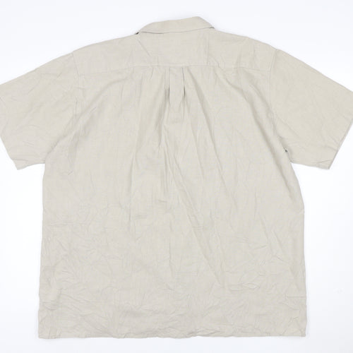 New Roads Collection Men's Beige 2XL Linen Blend Short Sleeve Button-Up Shirt