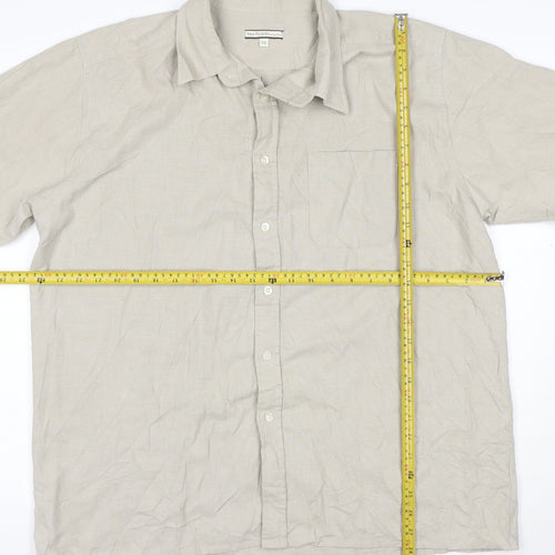 New Roads Collection Men's Beige 2XL Linen Blend Short Sleeve Button-Up Shirt