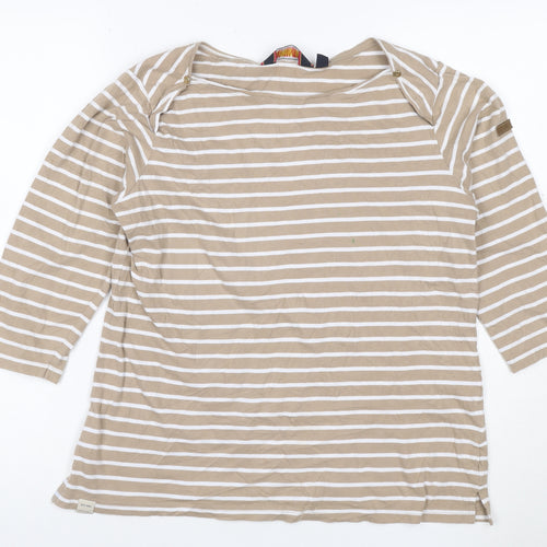 Regatta Men’s Beige Striped 3/4 Sleeve Cotton T-Shirt XL