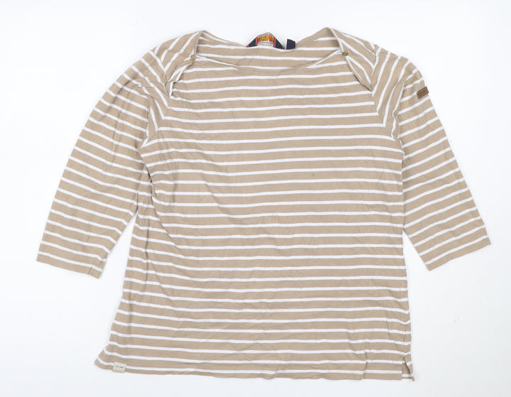 Regatta Men’s Beige Striped 3/4 Sleeve Cotton T-Shirt XL