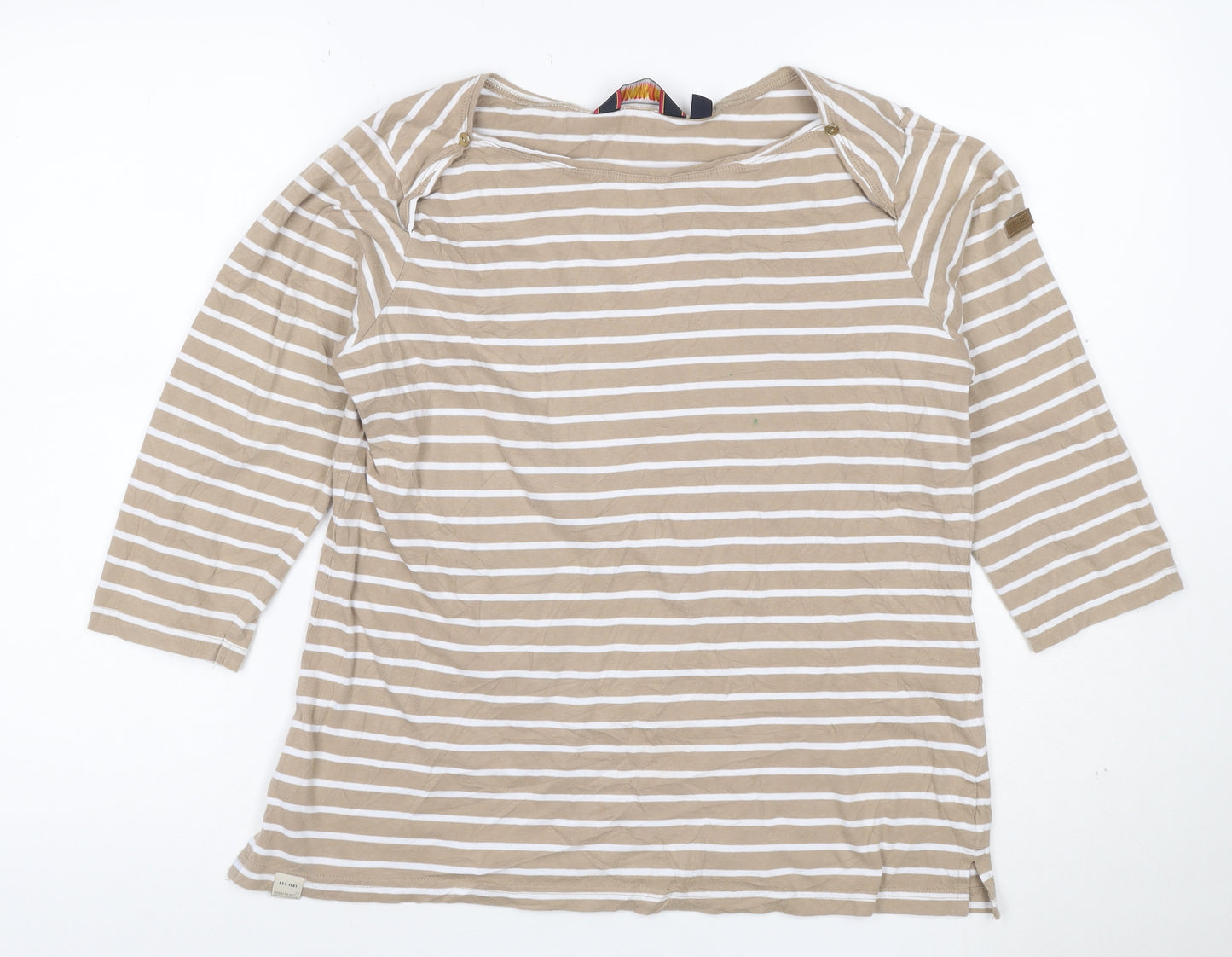Regatta Men’s Beige Striped 3/4 Sleeve Cotton T-Shirt XL
