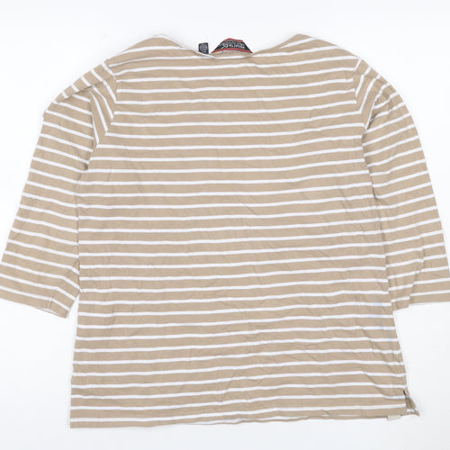 Regatta Men’s Beige Striped 3/4 Sleeve Cotton T-Shirt XL