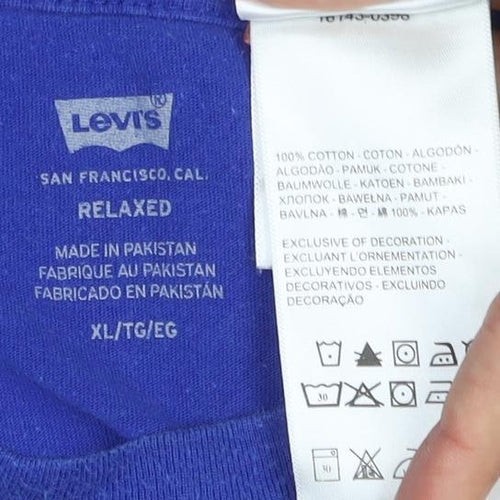 Levi's Men's Blue Cotton Crew Neck Short Sleeve T-Shirt XL