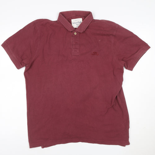Weird Fish Mens Red Cotton Polo Shirt Size L Short Sleeve Casual