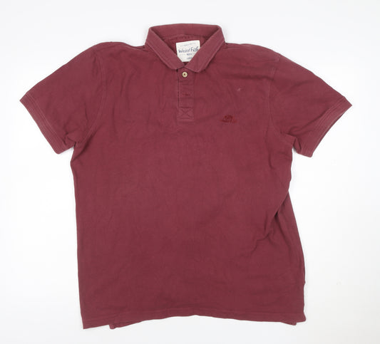 Weird Fish Mens Red Cotton Polo Shirt Size L Short Sleeve Casual