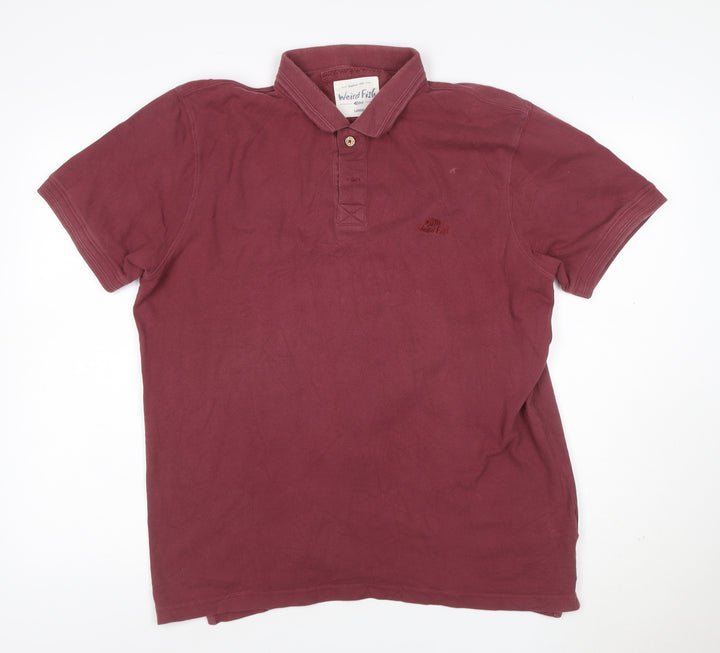 Weird Fish Mens Red Cotton Polo Shirt Size L Short Sleeve Casual