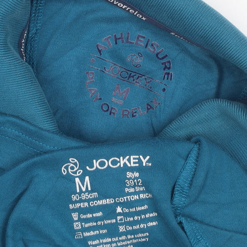 Jockey Men's Blue Cotton Polo Shirt M Regular Fit Casual Athleisure