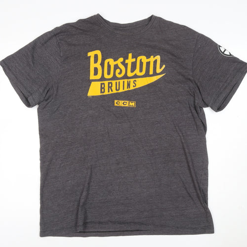 CCM Men's Grey Boston Bruins Graphic Sports T-Shirt XL