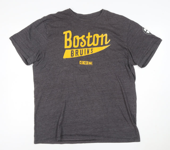 CCM Men's Grey Boston Bruins Graphic Sports T-Shirt XL