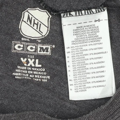 CCM Men's Grey Boston Bruins Graphic Sports T-Shirt XL