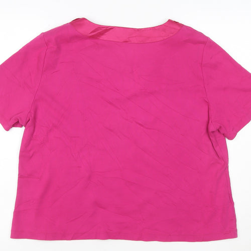 CC Petite Women's Pink Beaded Scoop Neck Cotton T-Shirt XL