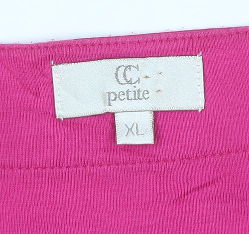 CC Petite Women's Pink Beaded Scoop Neck Cotton T-Shirt XL