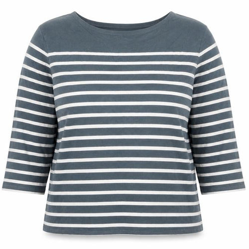 Seasalt Women Blue Striped 3/4 Sleeve Organic Cotton T-Shirt XL