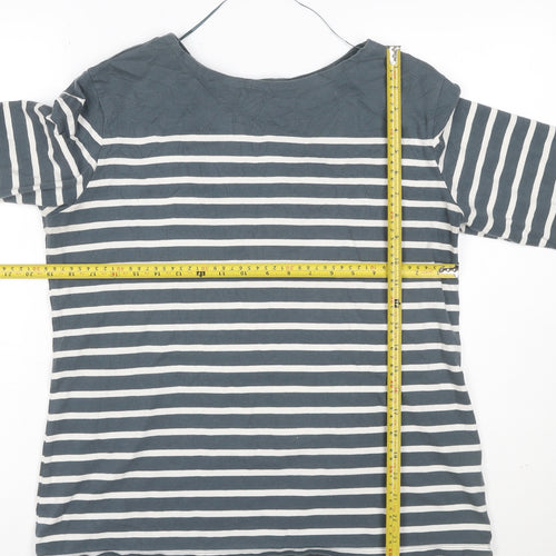 Seasalt Women Blue Striped 3/4 Sleeve Organic Cotton T-Shirt XL