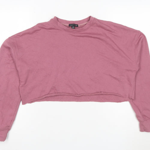 I Saw It First Women Pink Cropped Pullover Sweatshirt UK 8