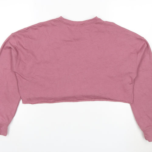 I Saw It First Women Pink Cropped Pullover Sweatshirt UK 8