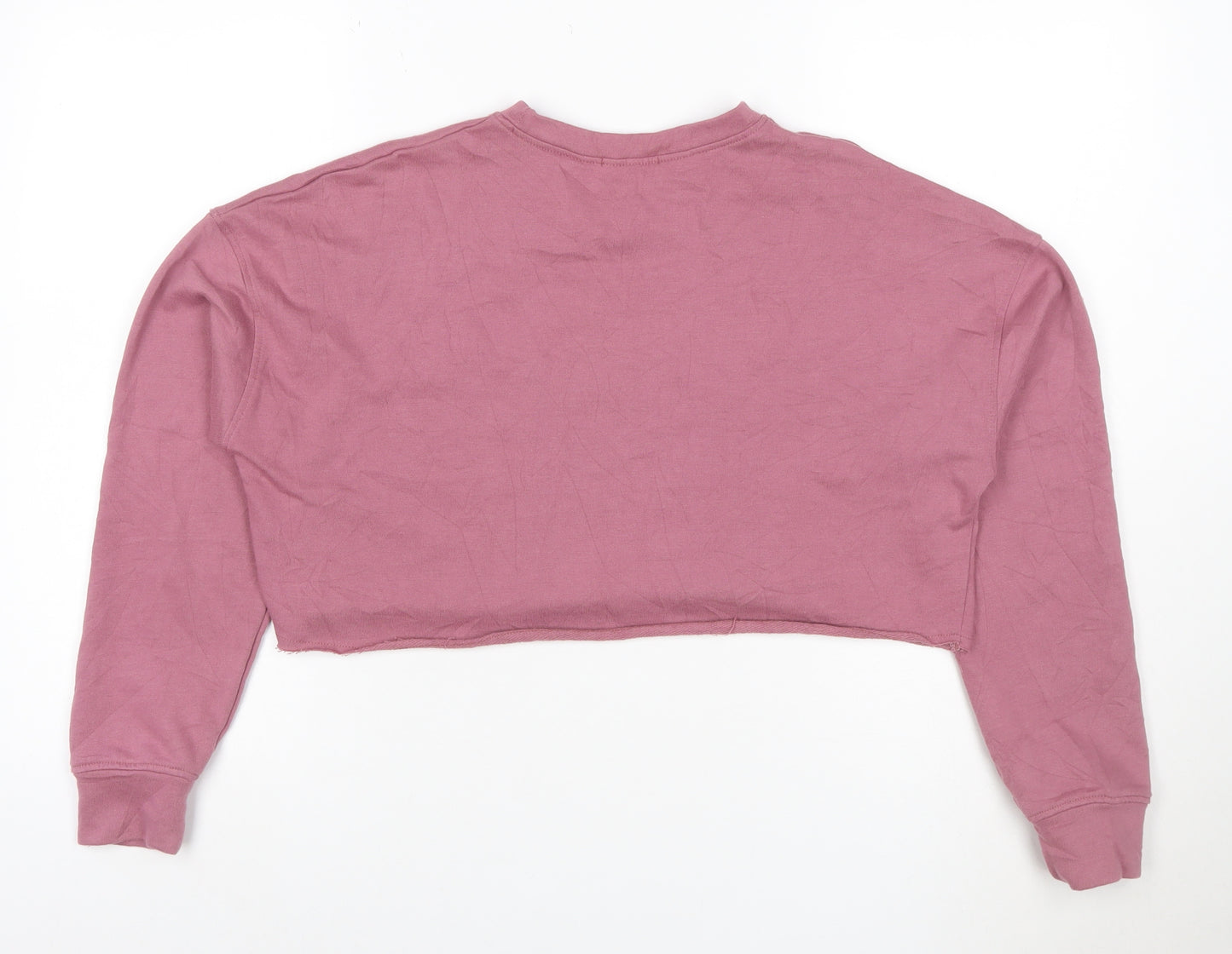 I Saw It First Women Pink Cropped Pullover Sweatshirt UK 8