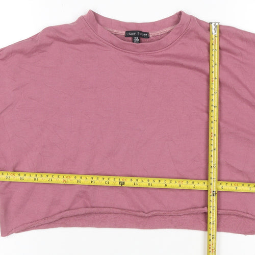 I Saw It First Women Pink Cropped Pullover Sweatshirt UK 8
