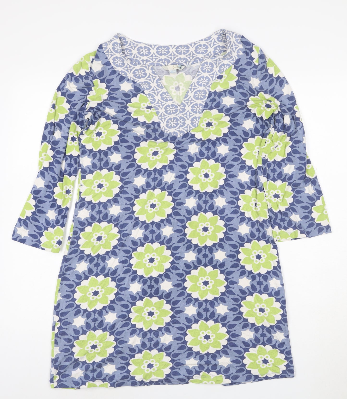 Boden Women Blue Floral Viscose Shift Dress Size 12
