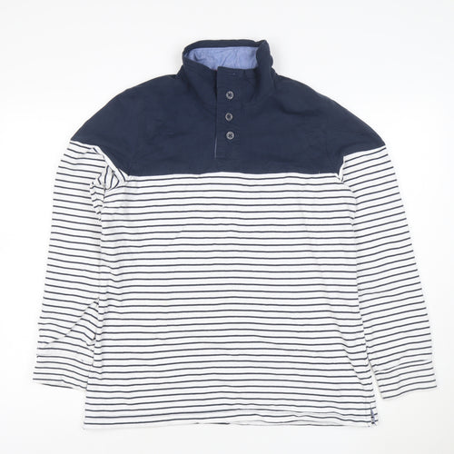Regatta Womens Navy Striped Henley Sweatshirt Size 14 Cotton Blend