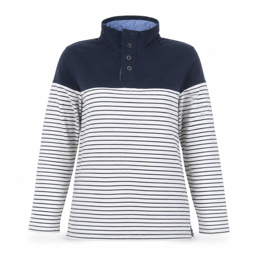 Regatta Womens Navy Striped Henley Sweatshirt Size 14 Cotton Blend