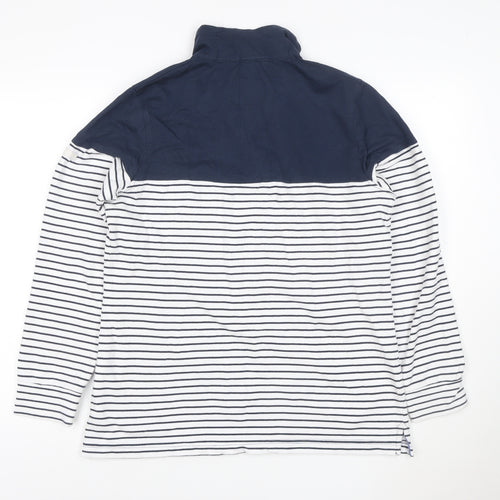 Regatta Womens Navy Striped Henley Sweatshirt Size 14 Cotton Blend