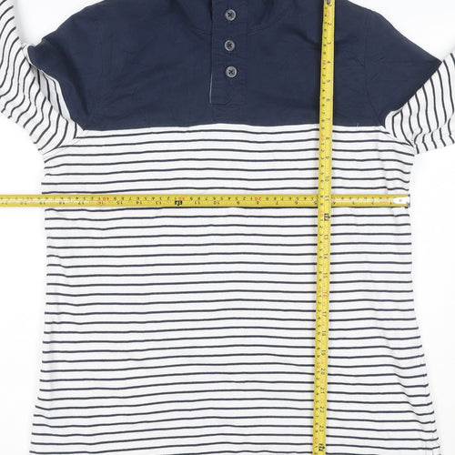 Regatta Womens Navy Striped Henley Sweatshirt Size 14 Cotton Blend