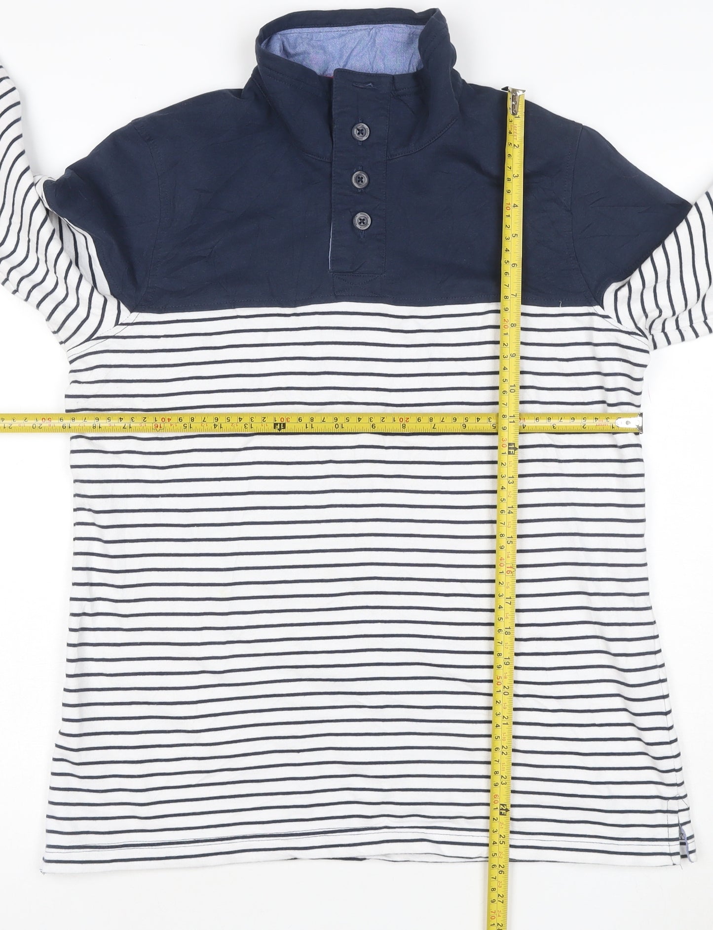Regatta Womens Navy Striped Henley Sweatshirt Size 14 Cotton Blend
