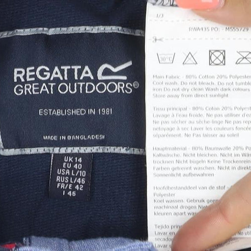 Regatta Womens Navy Striped Henley Sweatshirt Size 14 Cotton Blend