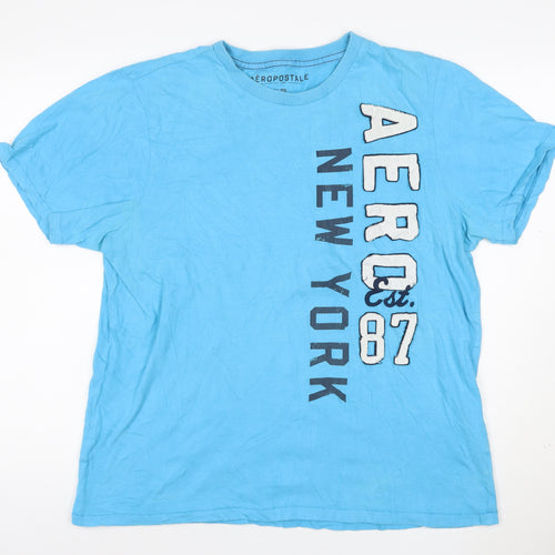 Aeropostale Women Blue XL Basic Short Sleeve Cotton T-Shirt