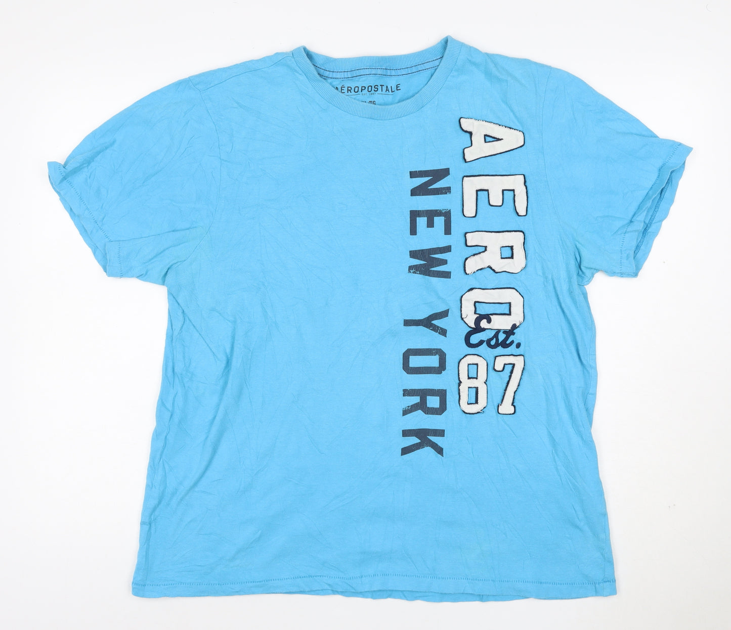 Aeropostale Women Blue XL Basic Short Sleeve Cotton T-Shirt