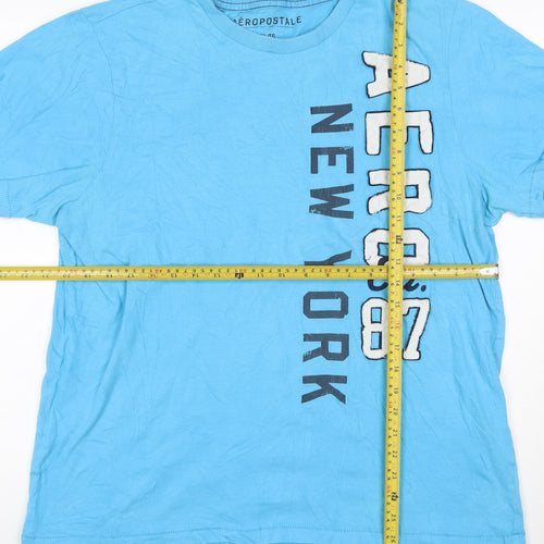 Aeropostale Women Blue XL Basic Short Sleeve Cotton T-Shirt