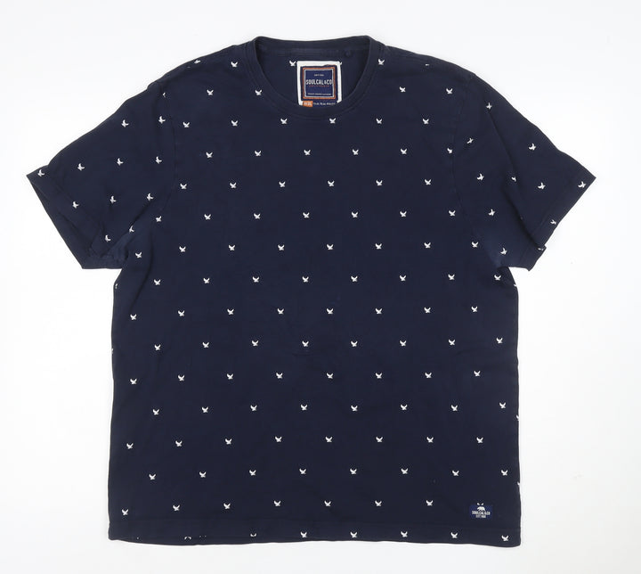 SoulCal & Co Men's Blue Embroidered Crew Neck T-Shirt XL