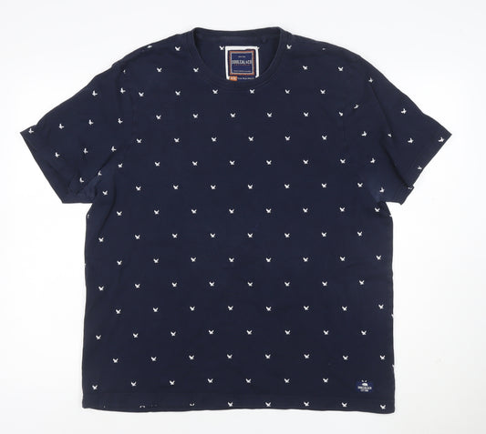 SoulCal & Co Men's Blue Embroidered Crew Neck T-Shirt XL