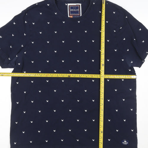 SoulCal & Co Men's Blue Embroidered Crew Neck T-Shirt XL