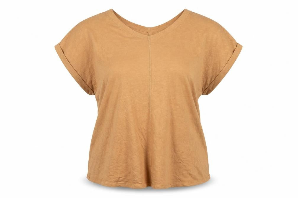 Front view of White Stuff Women's Beige Cotton Tunic Blouse UK 16 Short Sleeve