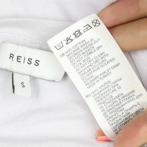 Reiss Women White Cotton Basic Short Sleeve T-Shirt S