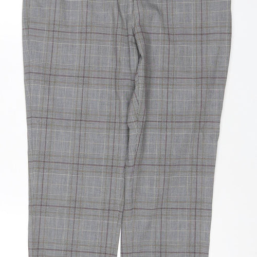 Marks and Spencer Women’s Grey Check Straight Leg Trousers Size 12