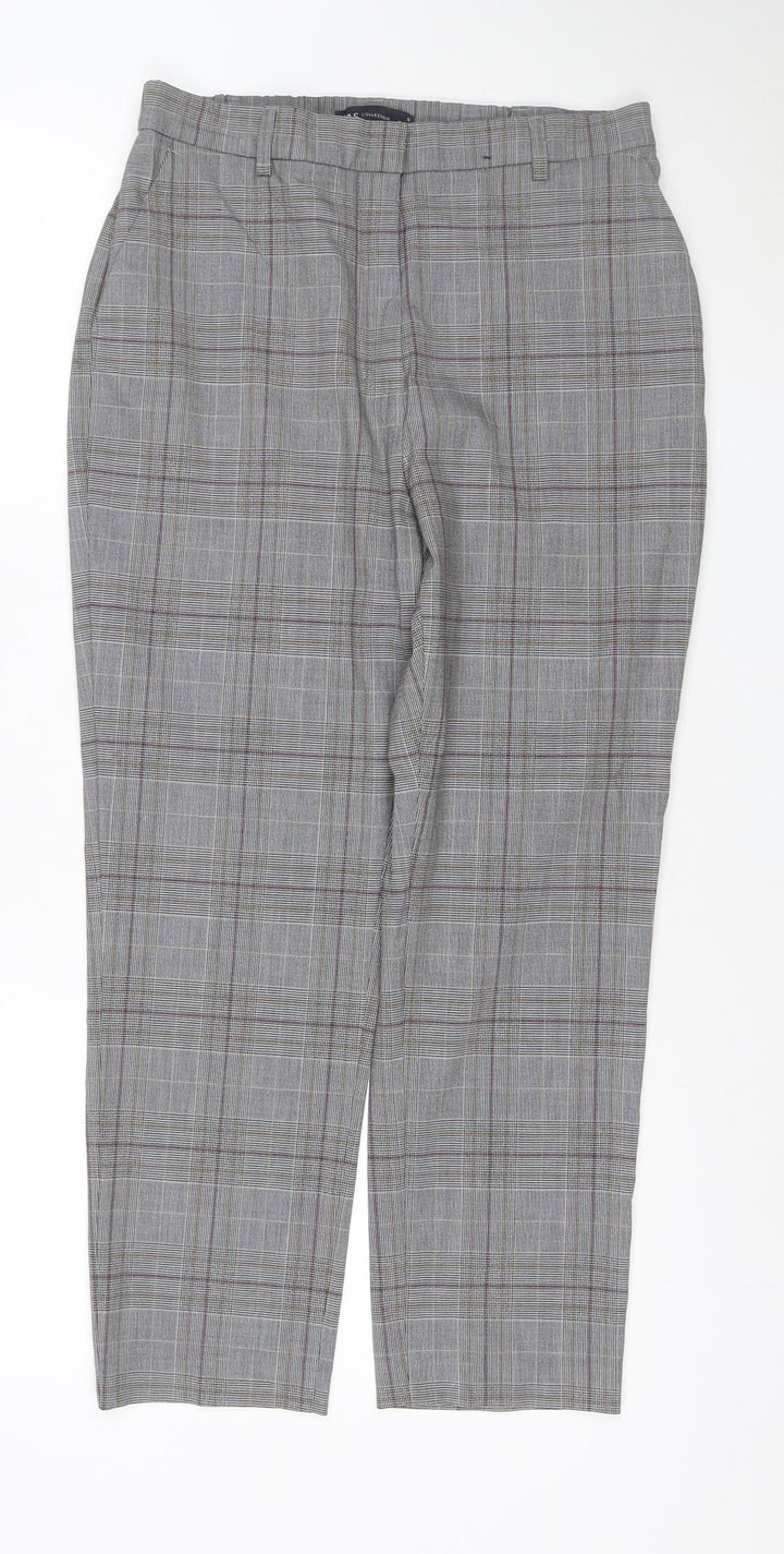 Marks and Spencer Women’s Grey Check Straight Leg Trousers Size 12