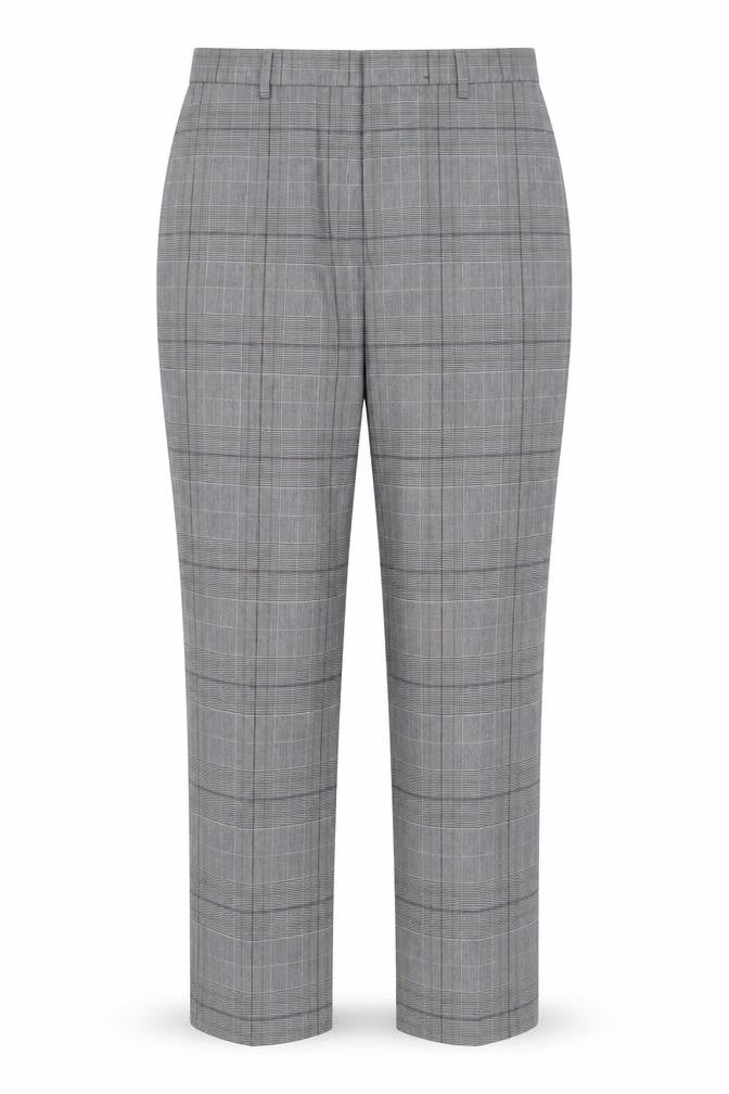 Marks and Spencer Women’s Grey Check Straight Leg Trousers Size 12