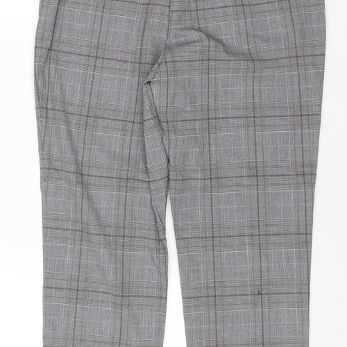 Marks and Spencer Women’s Grey Check Straight Leg Trousers Size 12