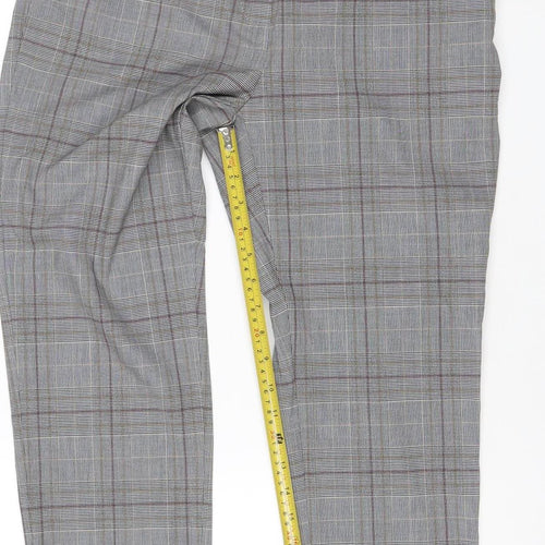Marks and Spencer Women’s Grey Check Straight Leg Trousers Size 12