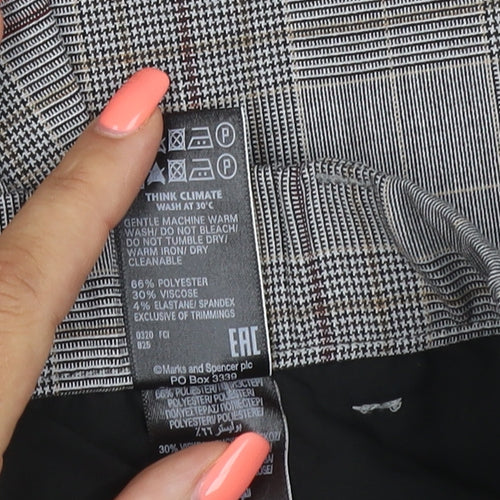 Marks and Spencer Women’s Grey Check Straight Leg Trousers Size 12