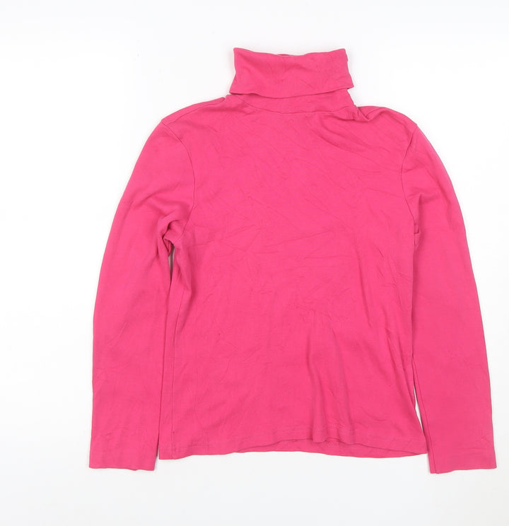 Tommy Hilfiger Women’s Pink Cotton Roll Neck Long Sleeve Top M